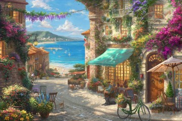 Italian Cafe cityscape Oil Paintings